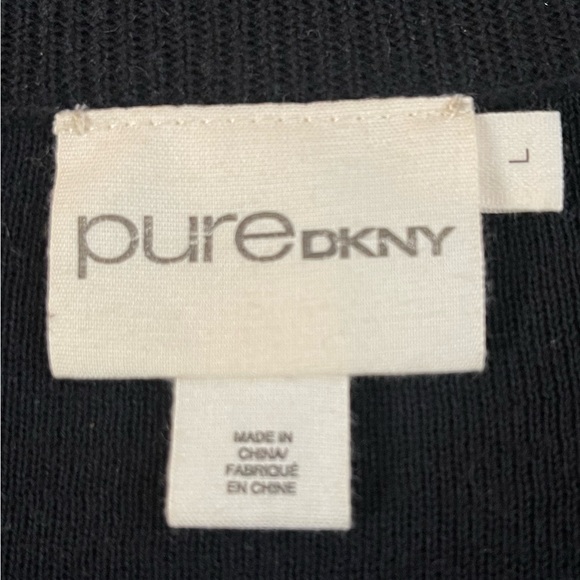 DKNY black cotton button down cardigan with beading size Large - Picture 4 of 7